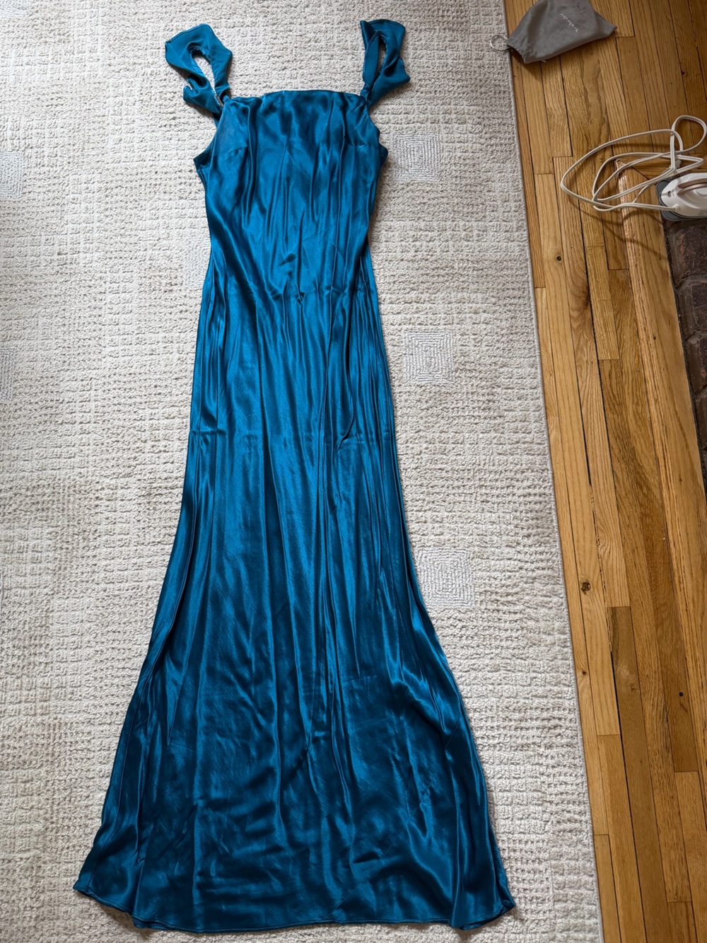 By Anthropologie Satin Square-Neck Flutter Strap Slip Dress size Large - Picture 3 of 6
